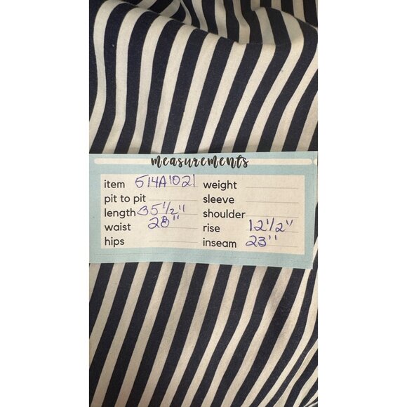 2/$30 ZARA M Basic White & Navy Striped High-Waisted Cropped Pants Tie Belt - Picture 9 of 13